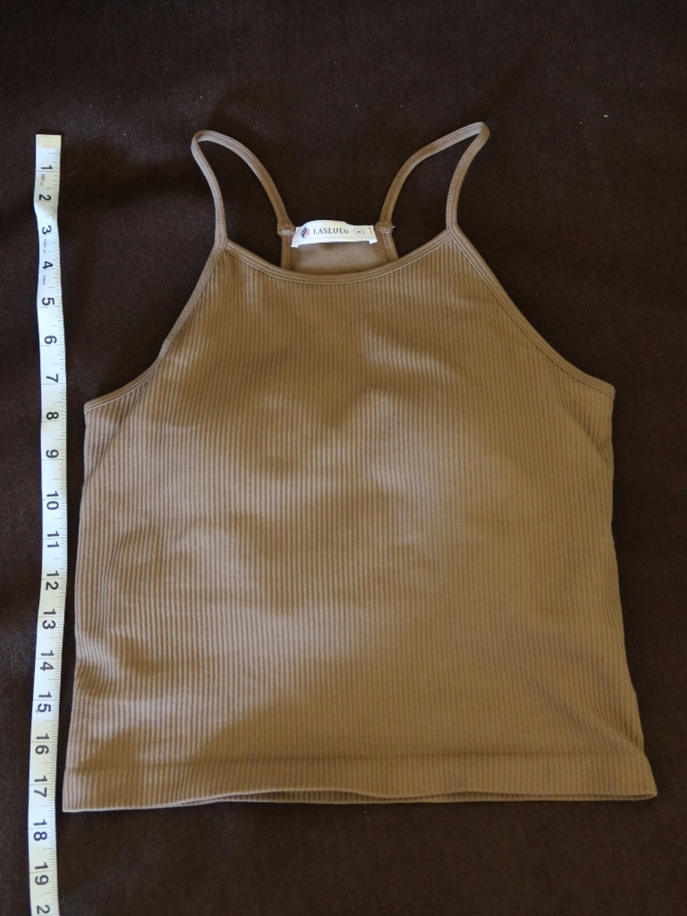 Built in Bra Brown Ribbed Racerback Tank Top - Picture 8 of 9